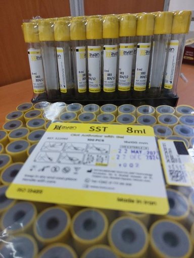 [SST 8ml] لوله خونگیری خلاء لخته ژل دار 8 میلی لیتر